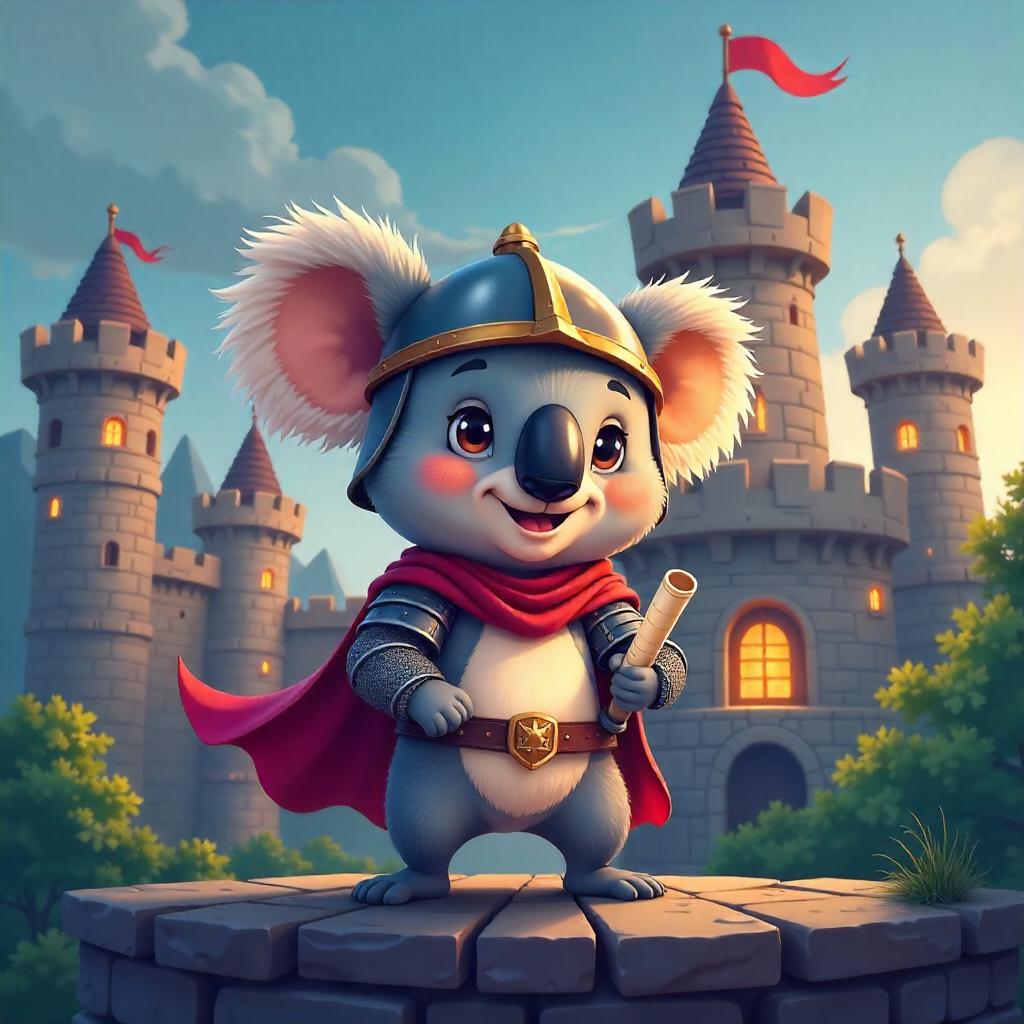 Whimsical Koala Guard at the Fortress