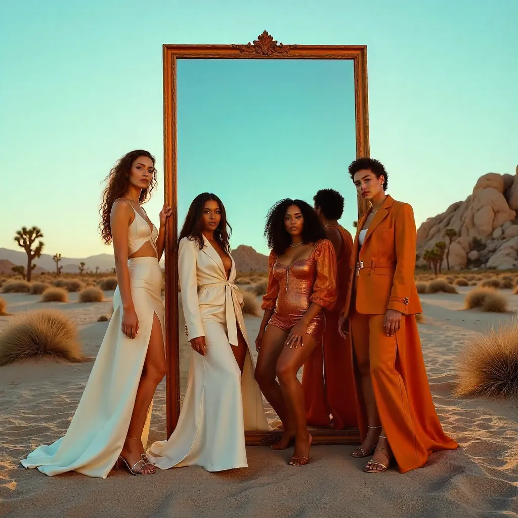 Mirrorlit Desert Fashion Portraits in Joshua Tree