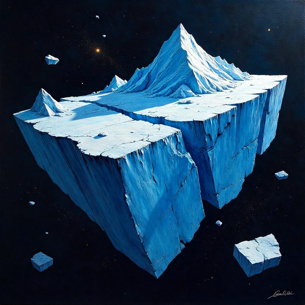 Glacier Adrift in Zero-Gravity Oil Painting