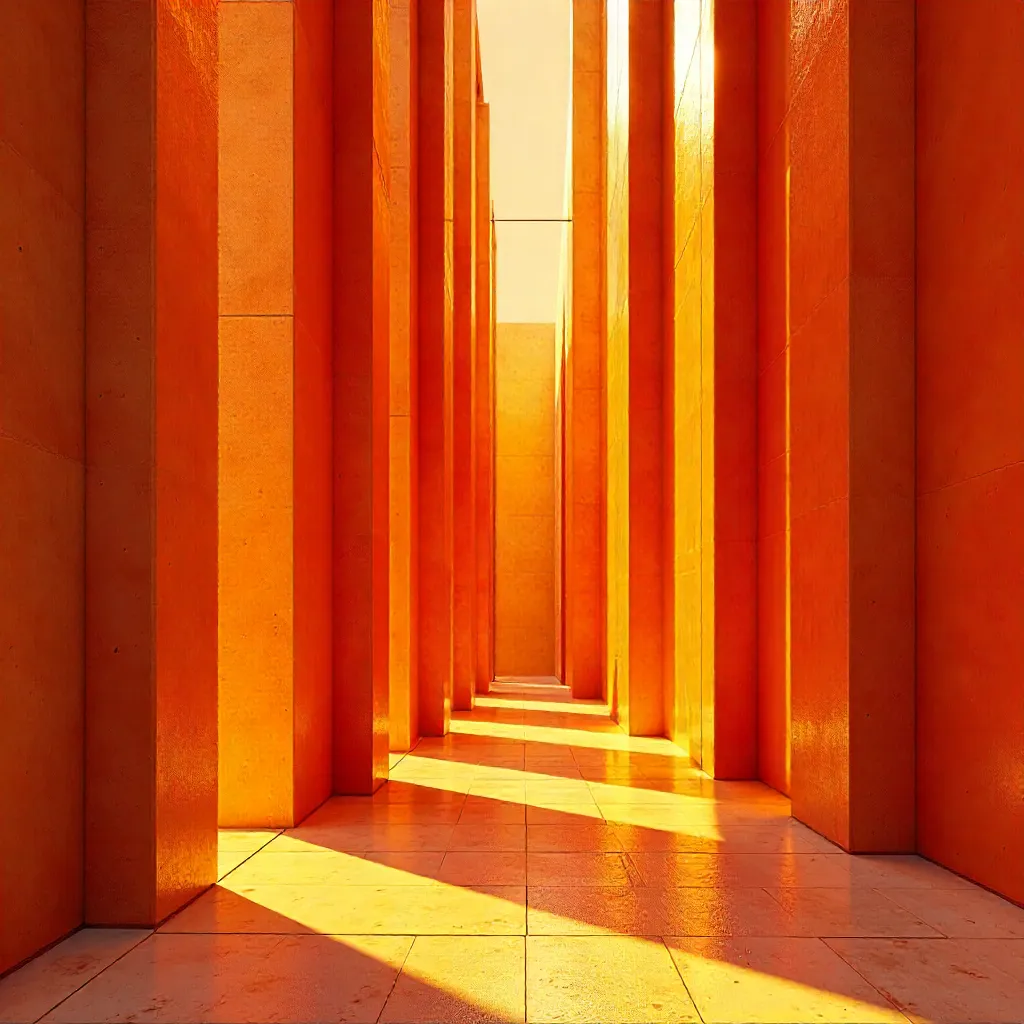 Abstract Orange Facade: Vertical Geometry