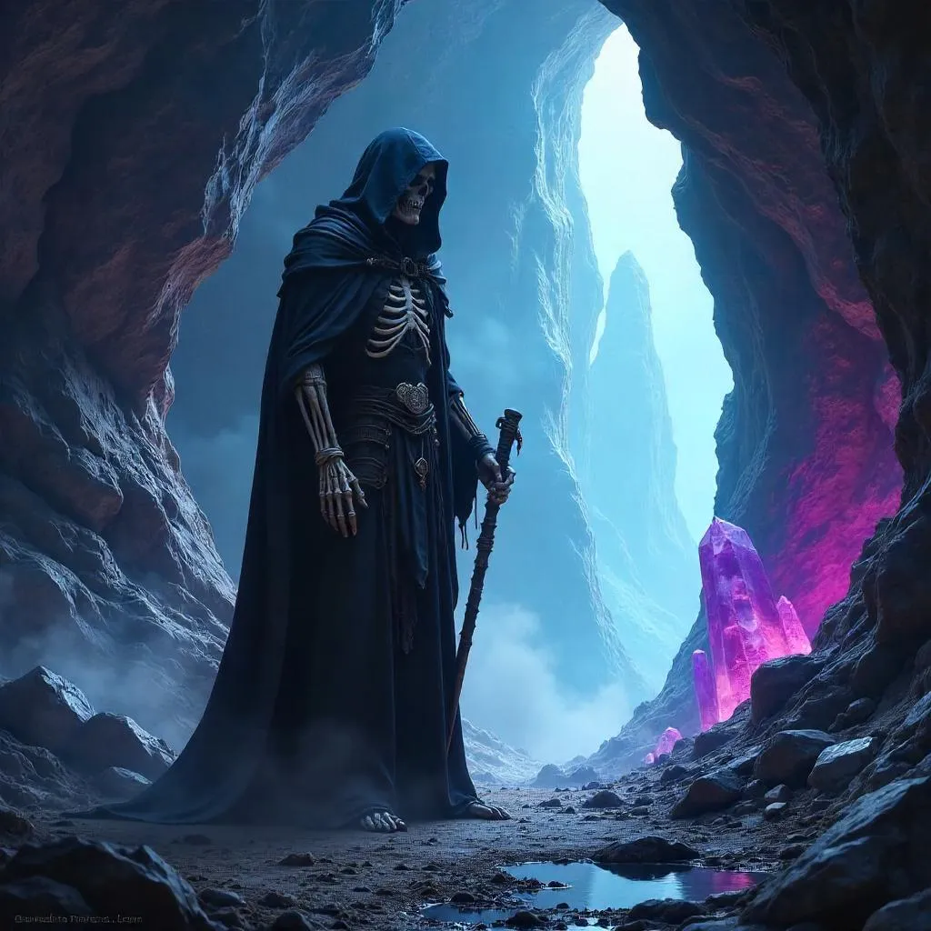 Photoreal Reaper in a Crystal Cave