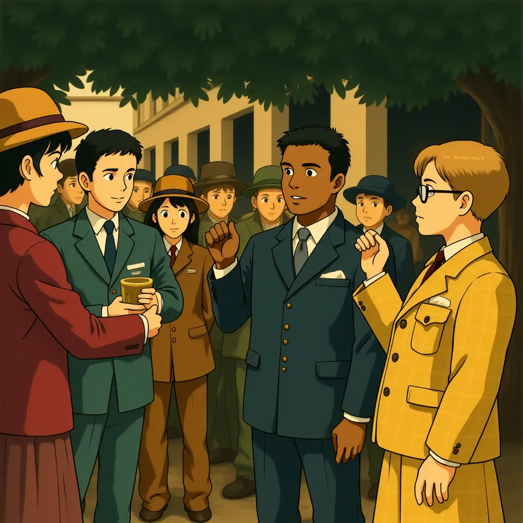 Paterson Joseph, Matt Lucas, Gianni Calchetti, Hayden Ellingworth, Malcolm J K Baker, Edward Terry, Mathew Baynton, Timothée Chalamet, Richard Price, and Nick Owenford in Wonka (2023) - Anime style