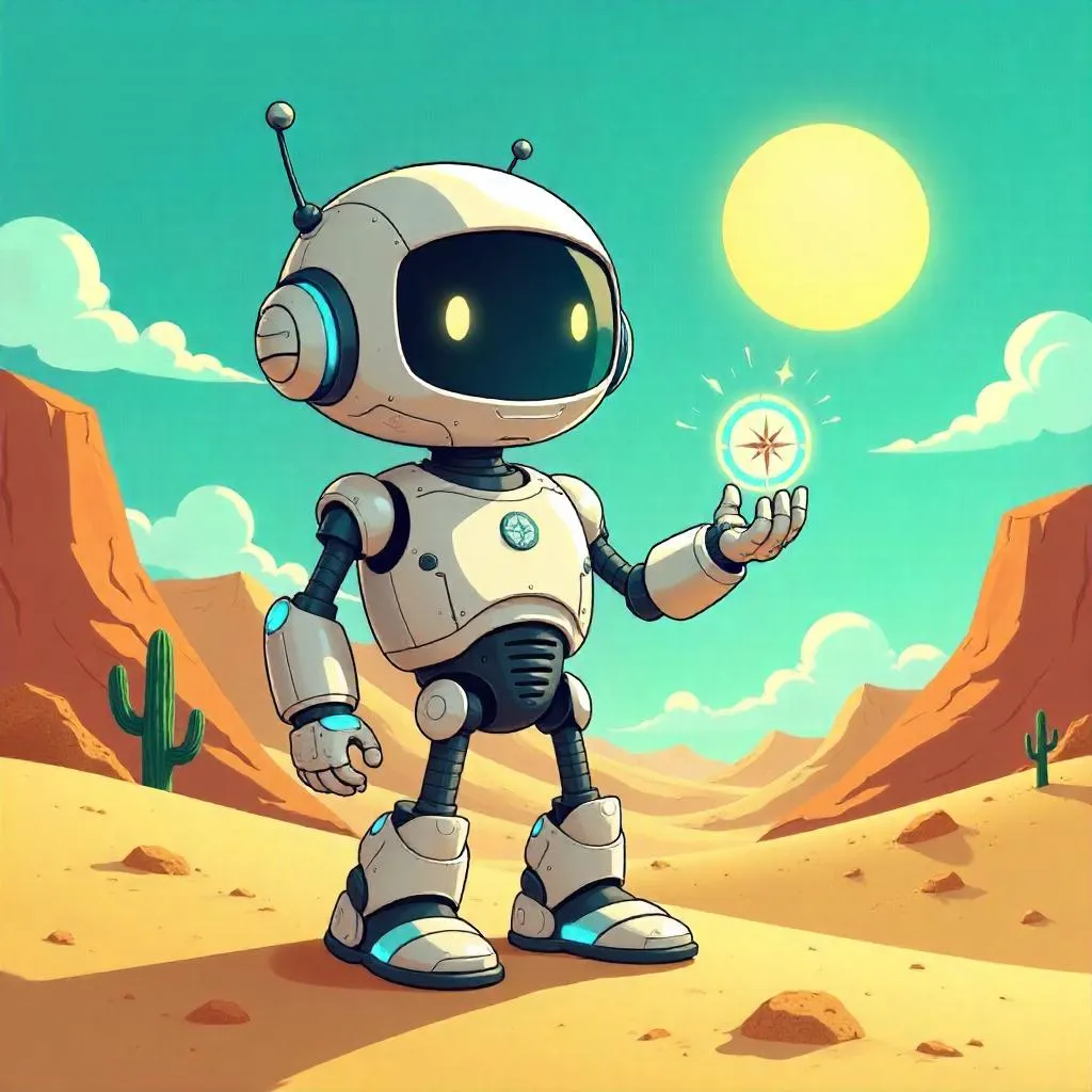 Desert Dune Android: A Playful Cartoon Robot