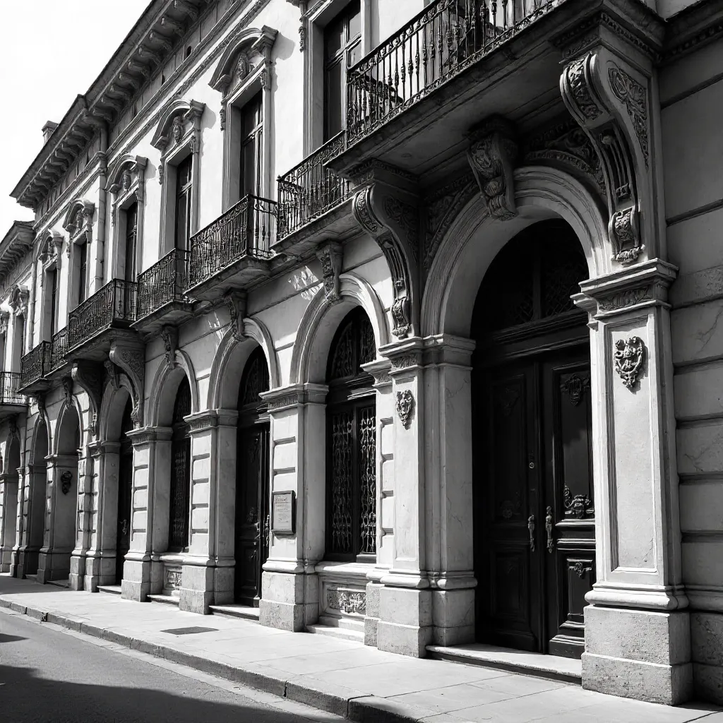 Monochrome Elegance: Vintage Facade Details