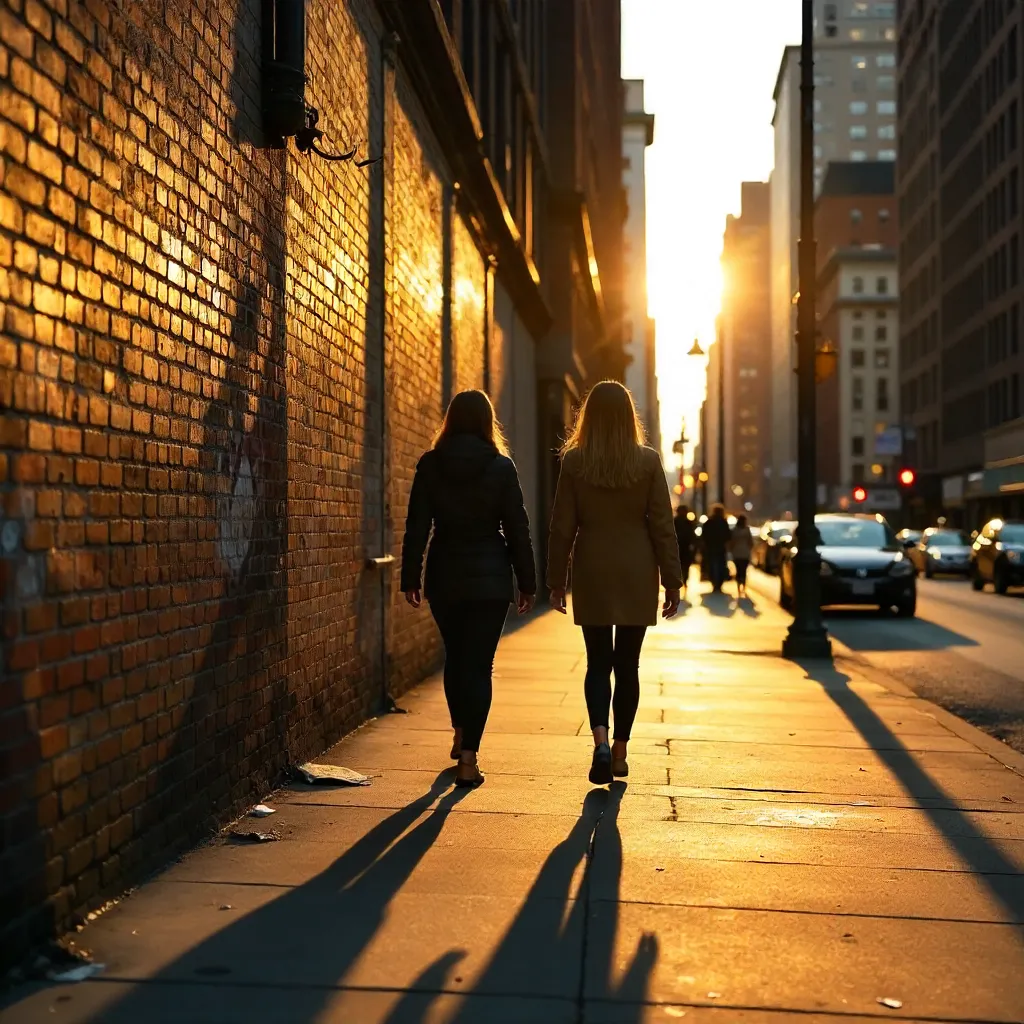 Two Silhouettes in NYC Afternoon Sun
