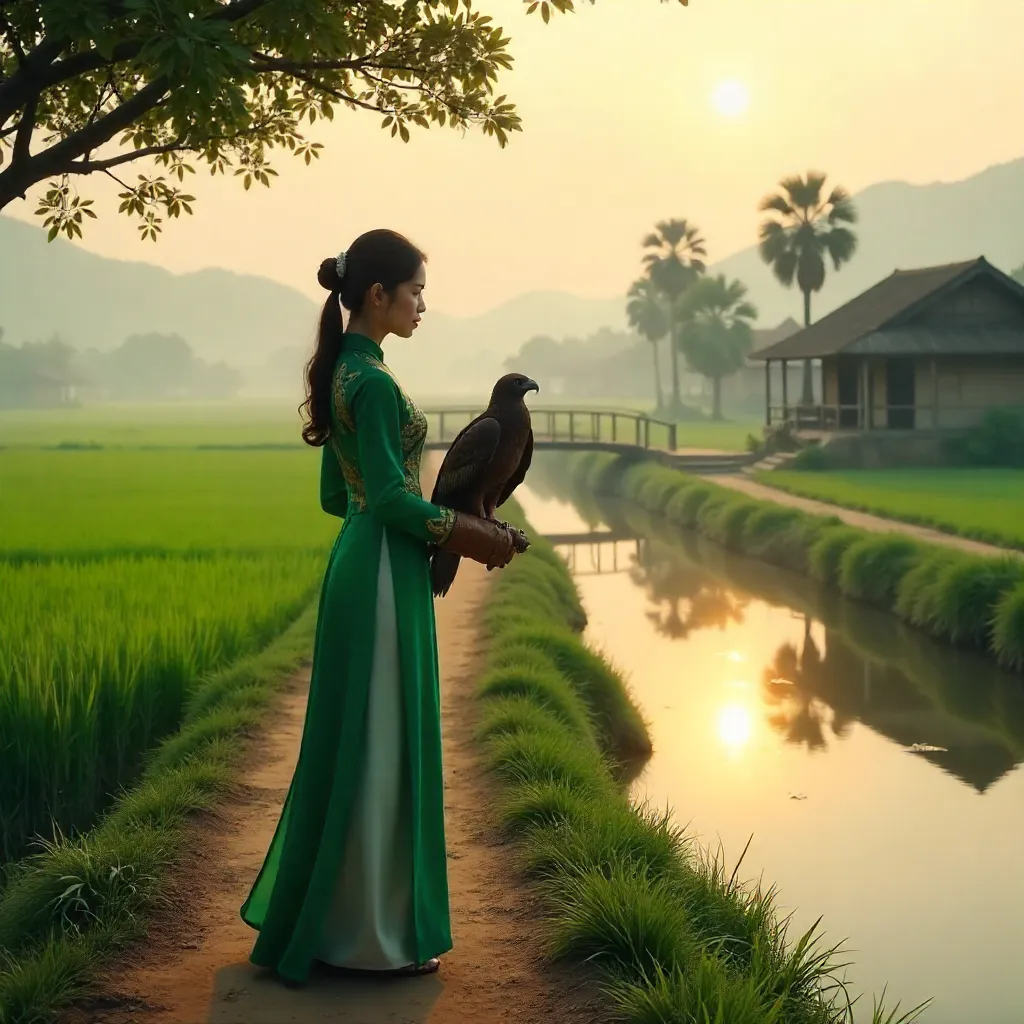 Ao Dai and Eagle in Hội An Countryside