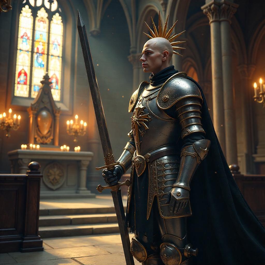 Photoreal Paladin in a Sacred Chapel