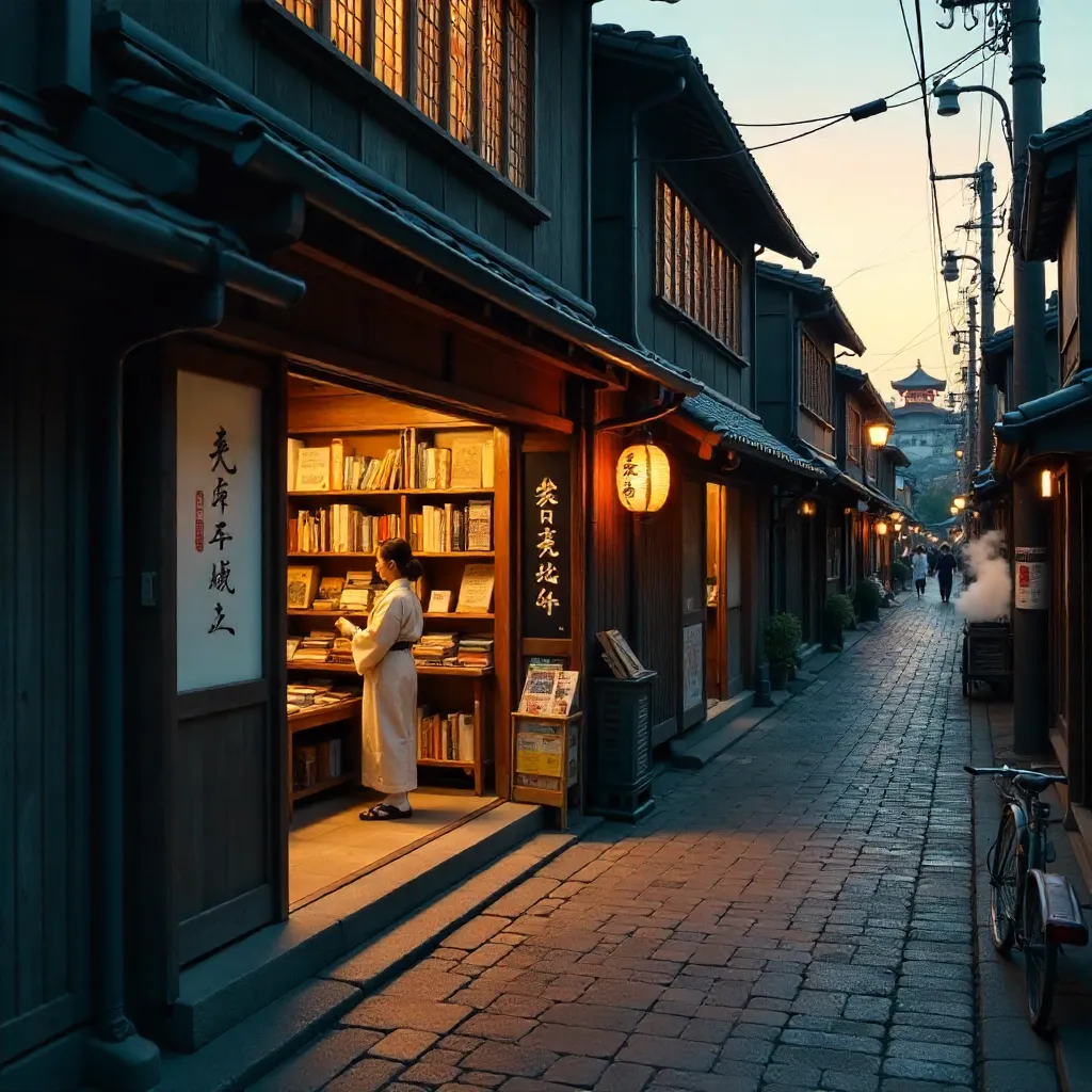 Dusk at Kyoto's Traditional Bookstore