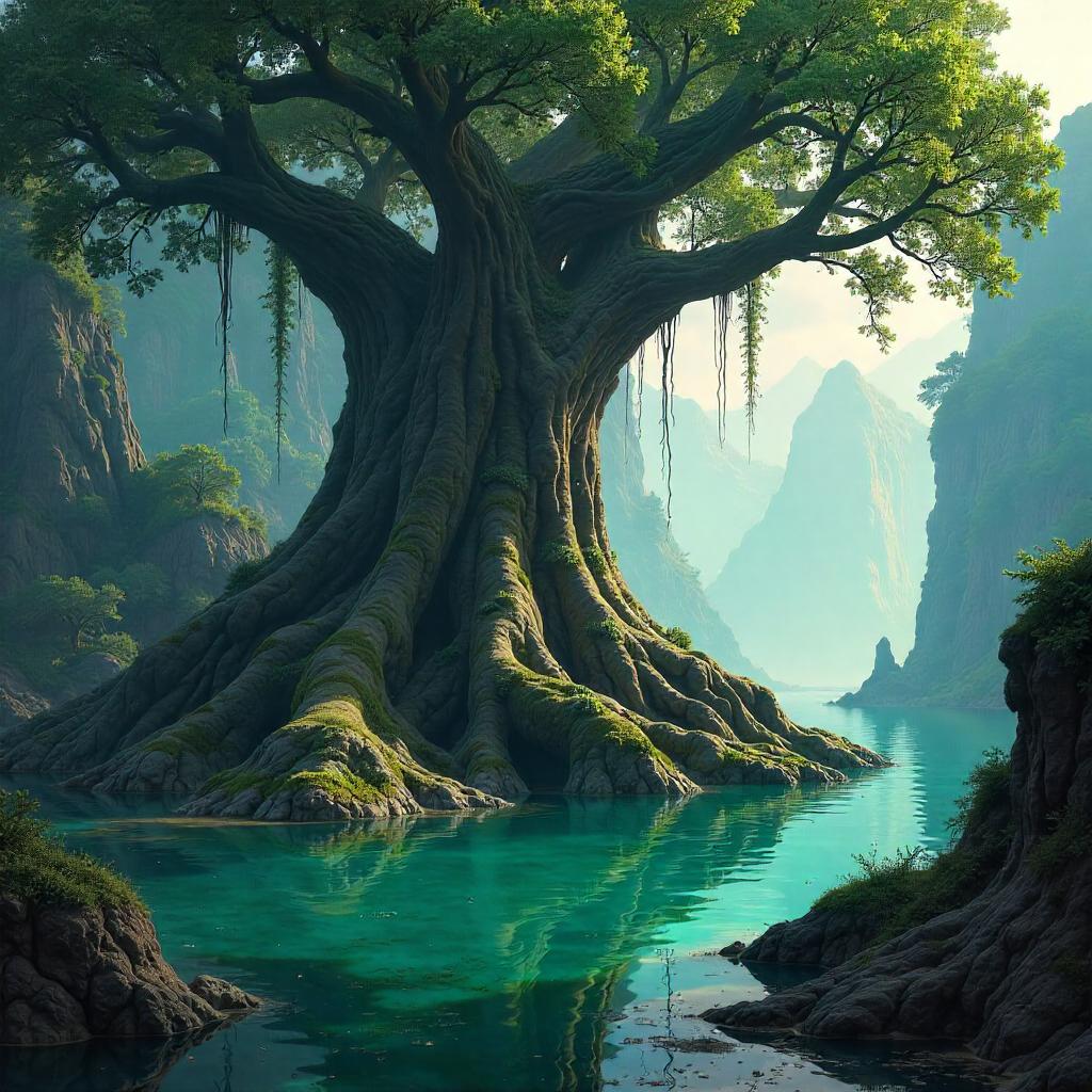 Ancient Tree in a Hidden Lagoon - Concept Art