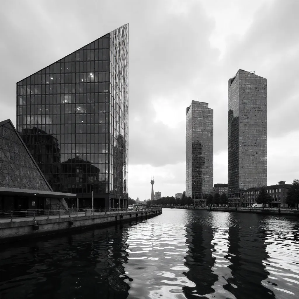 Monochrome Malmö Glass Facades at Dusk