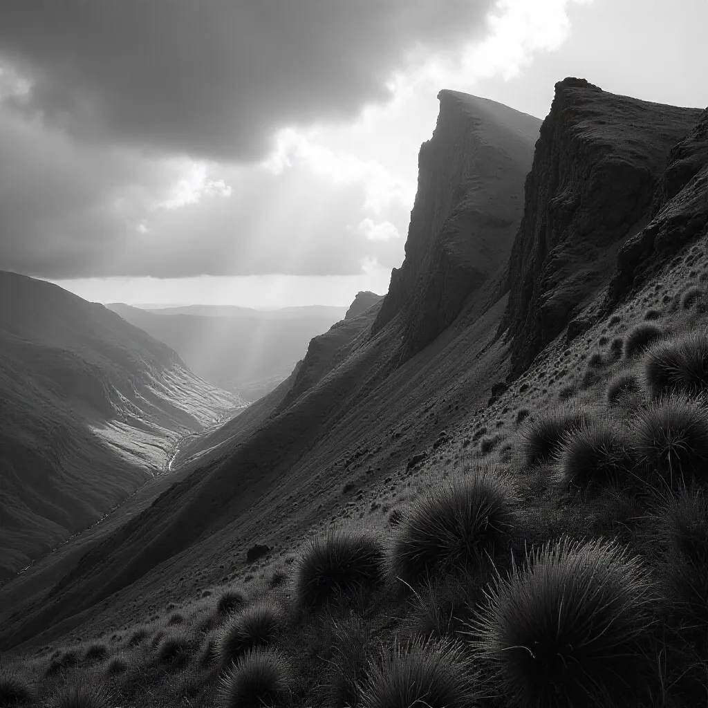 Monochrome Majesty: Pont Pen-y-benglog Mountains