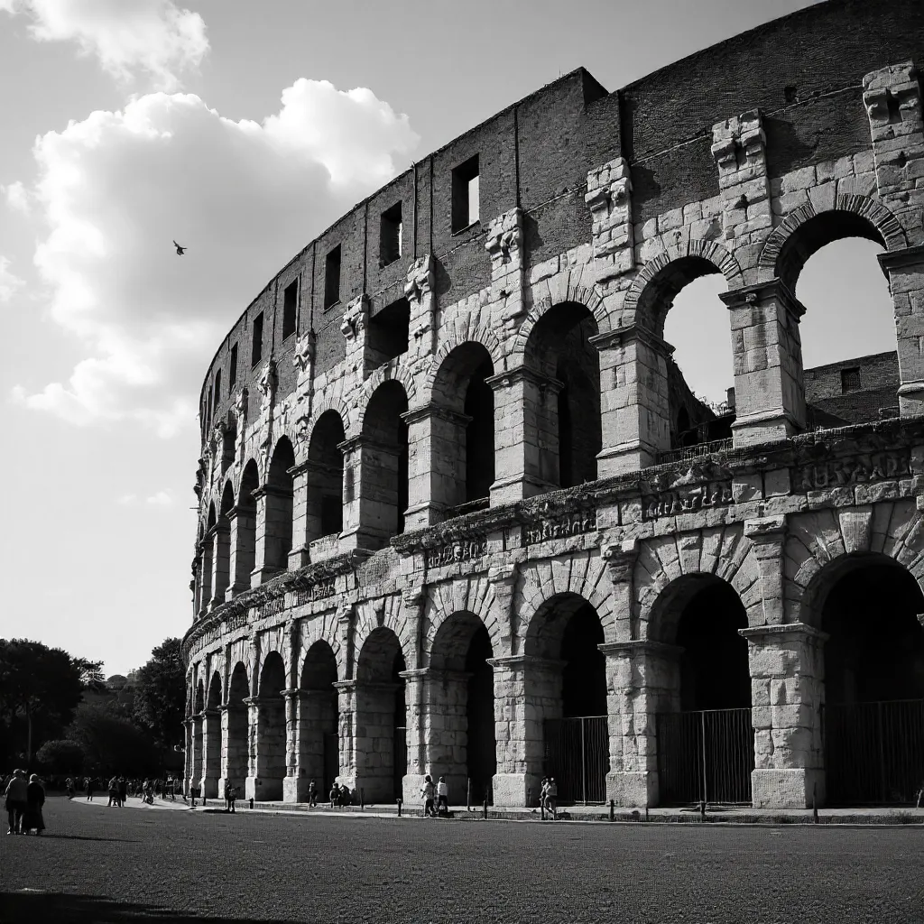 Classic Black-and-White Colosseum View