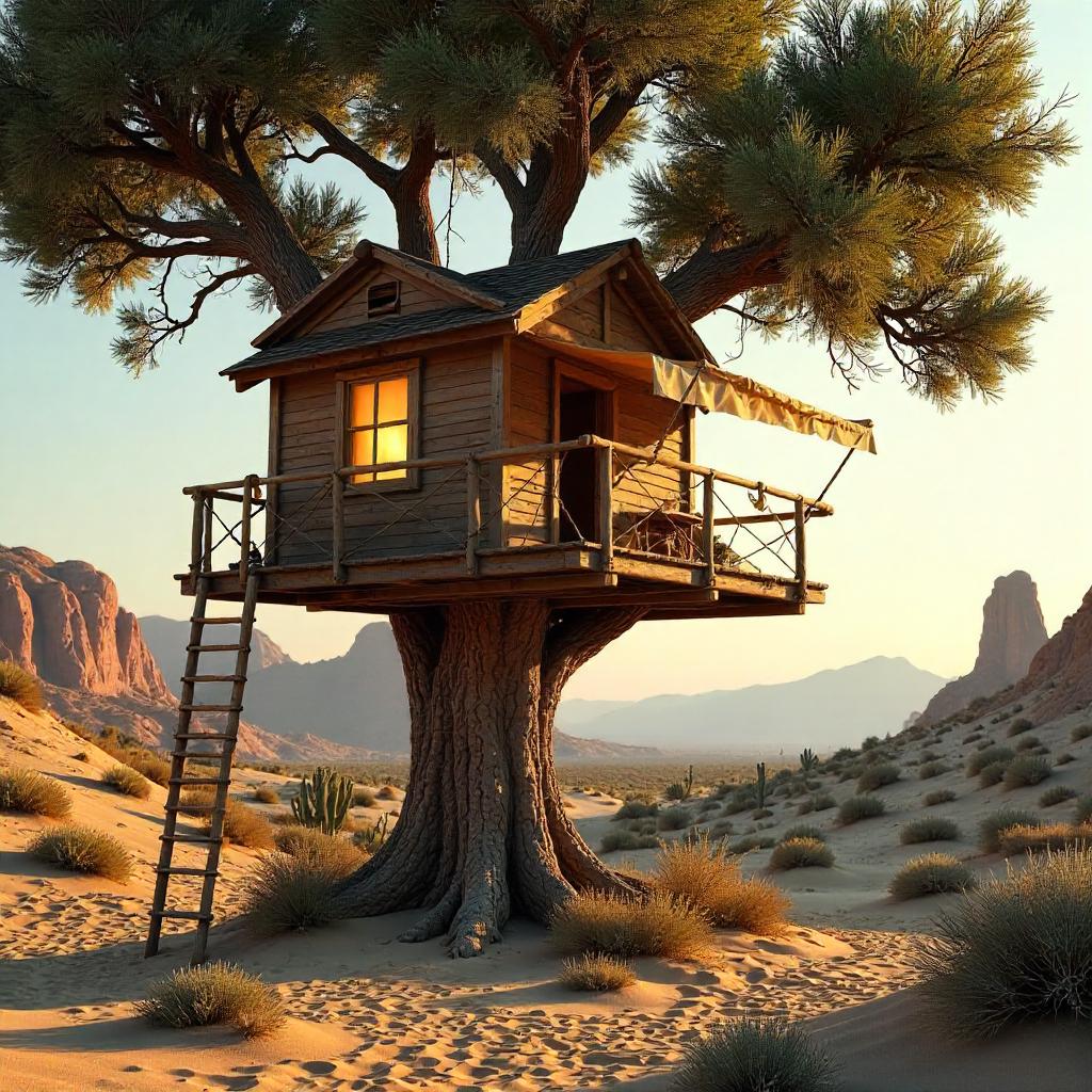Desert Treehouse in Photorealistic Light