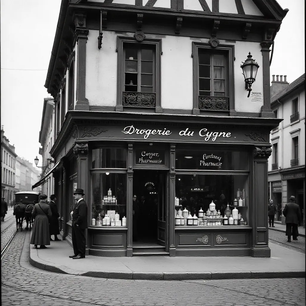 Black-and-White Photo: Drogerie du Cygne, Strasbourg