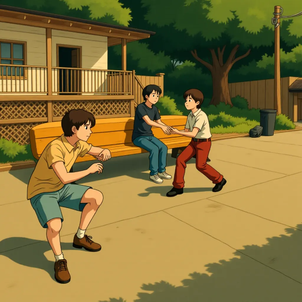 Steve Buscemi, Adam Sandler, Conor Sherry, Philip Schneider, Ethan Cutkosky, Sunny Sandler, and Maxwell Friedman in Happy Gilmore 2 (2025) - Ghibli style