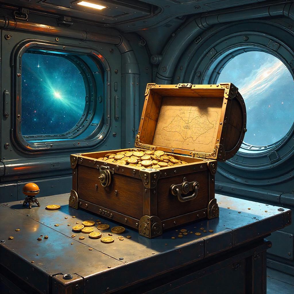 Treasure Chest in a Space Colony - Oil Painting