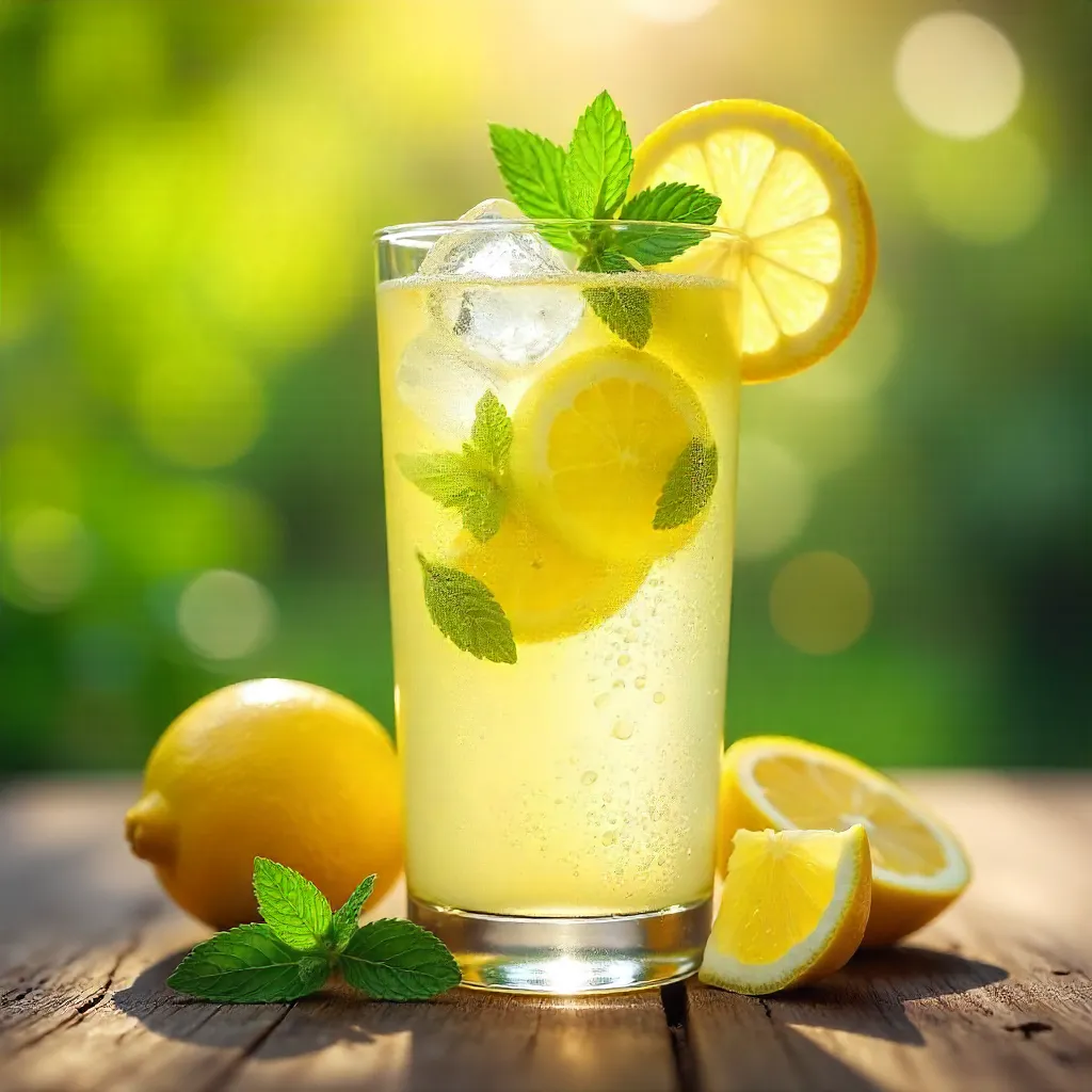 Chilled Lemonade with Mint on a Summer Day