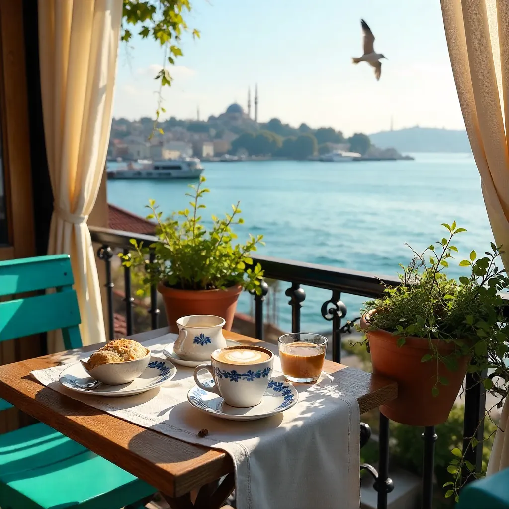 Tranquil Istanbul Café with Island View