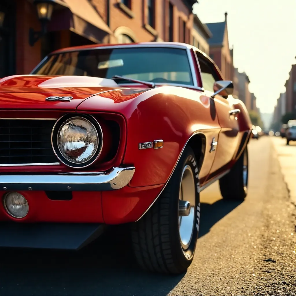 Close-Up Red 1969 Camaro SS on the Street