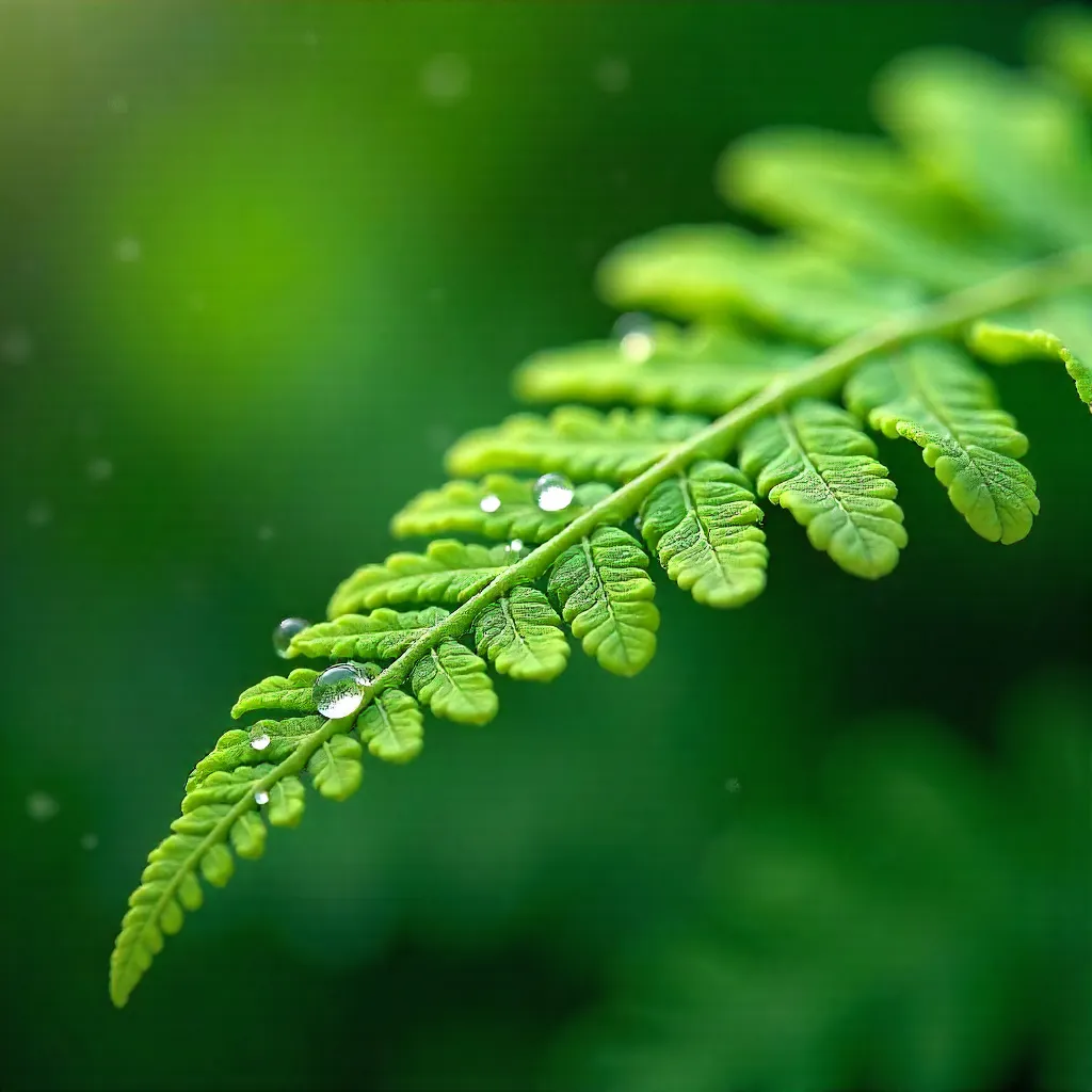 Dew-Kissed Fern: Ultra Macro Leaf in Morning Light