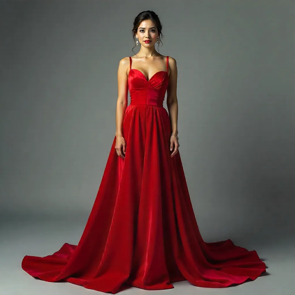 Crimson Elegance: Striking Red Gown Portrait