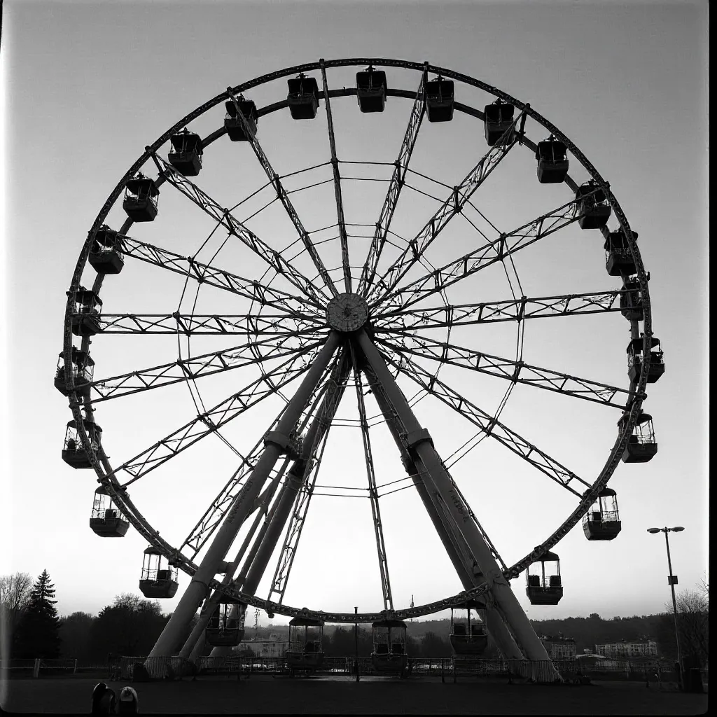 Intricate Black-and-White Gothenburg Ferris Wheel