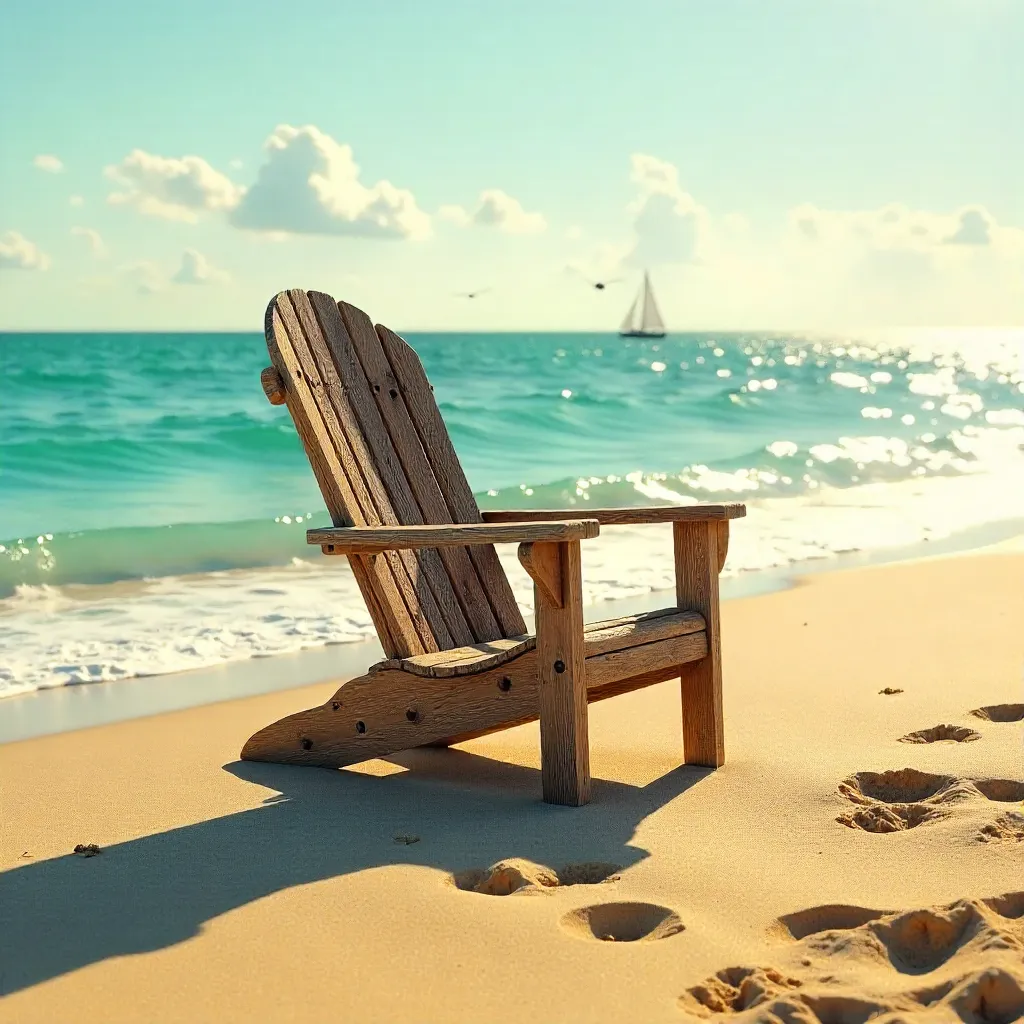 Solitary Chair on a Sunlit Beach