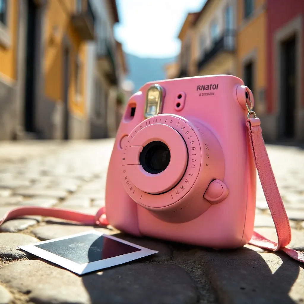 Sunlit Pink Instant Camera in Porto
