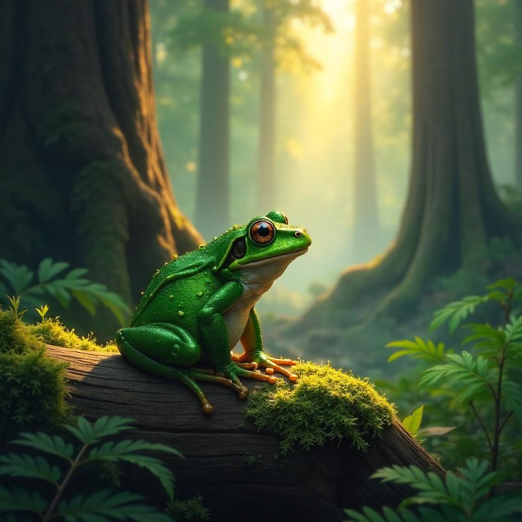 Emerald Frog Amid Redwood Cathedral