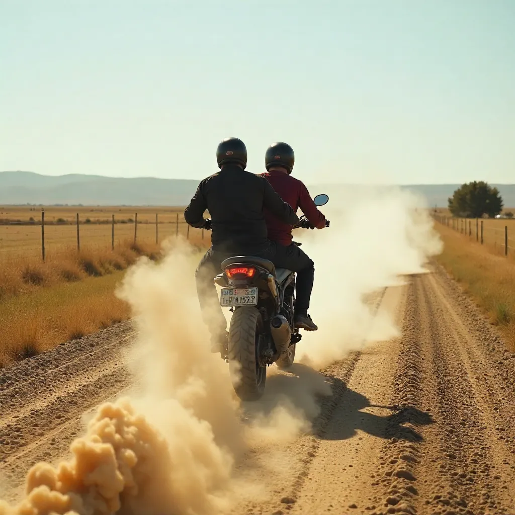 Dusty Day Ride: Two on a Rural Motorcycle
