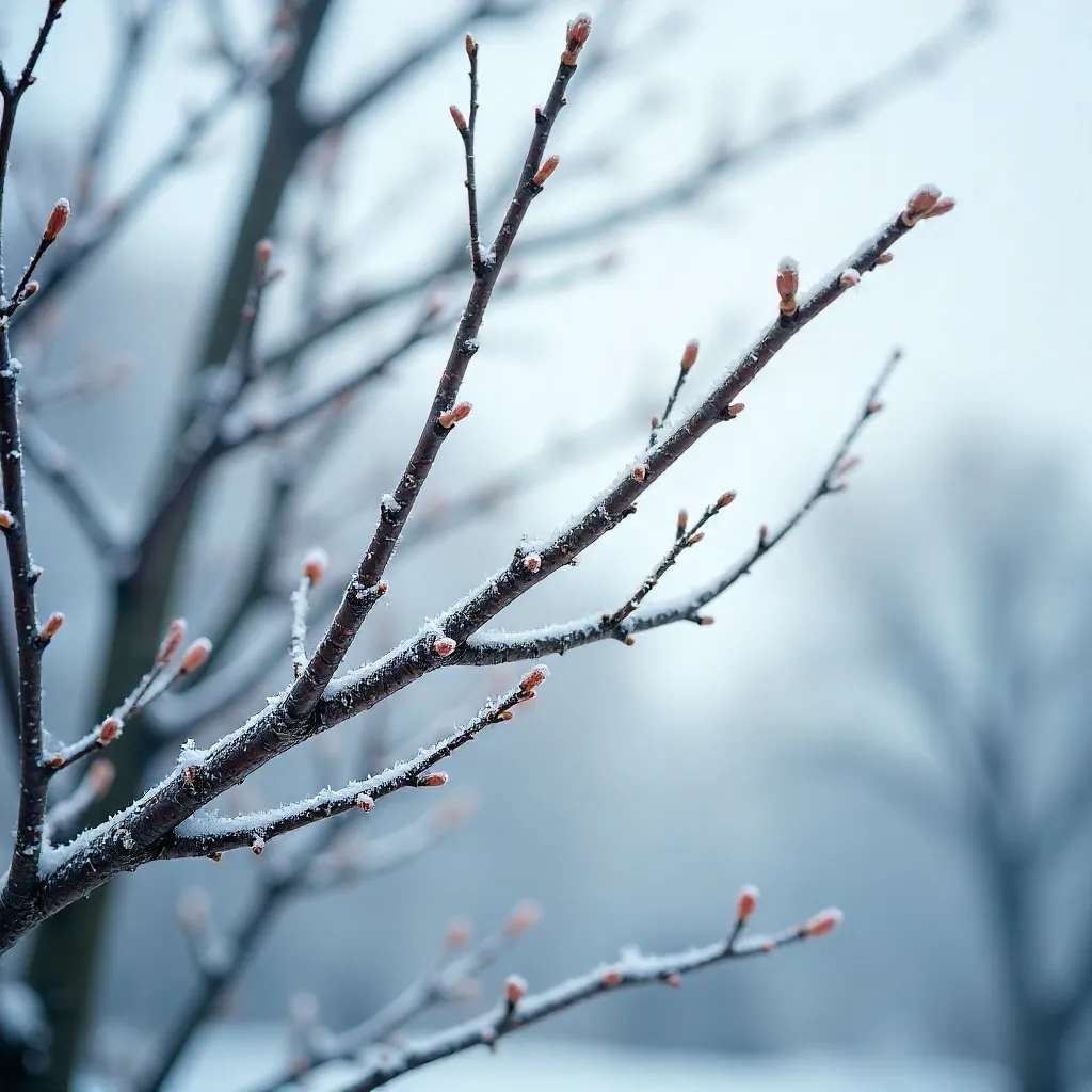 Detailed Branches Against a Pale Winter Sky