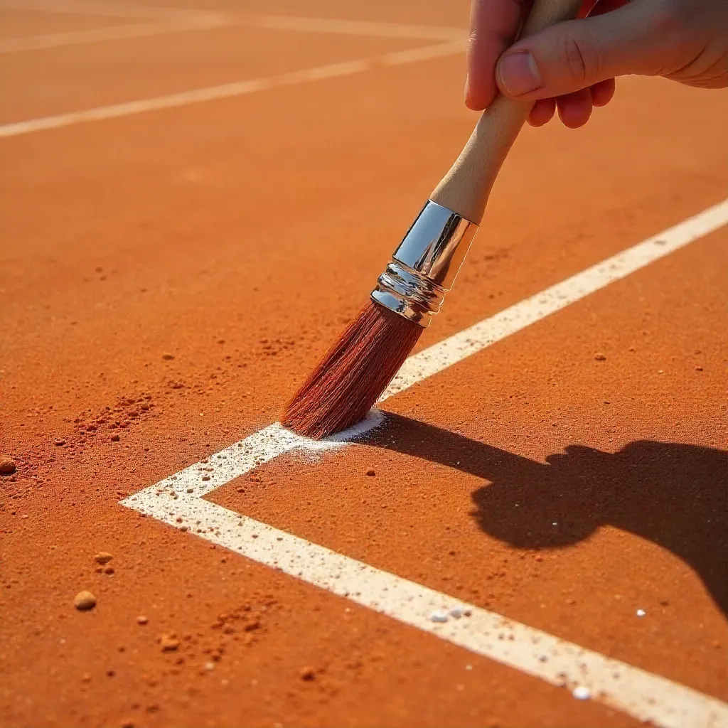 Minimalist Clay Tennis Court with Fresh White Lines