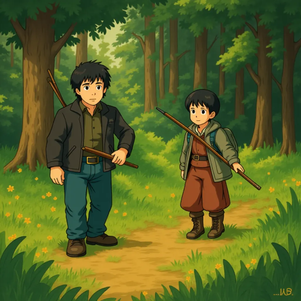 Aaron Taylor-Johnson and Alfie Williams in 28 Years Later (2025) - Ghibli style