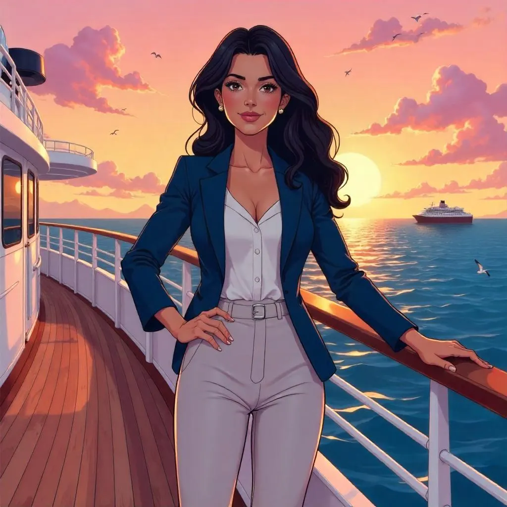Confident Latina on a Cruise: Anime Portrait