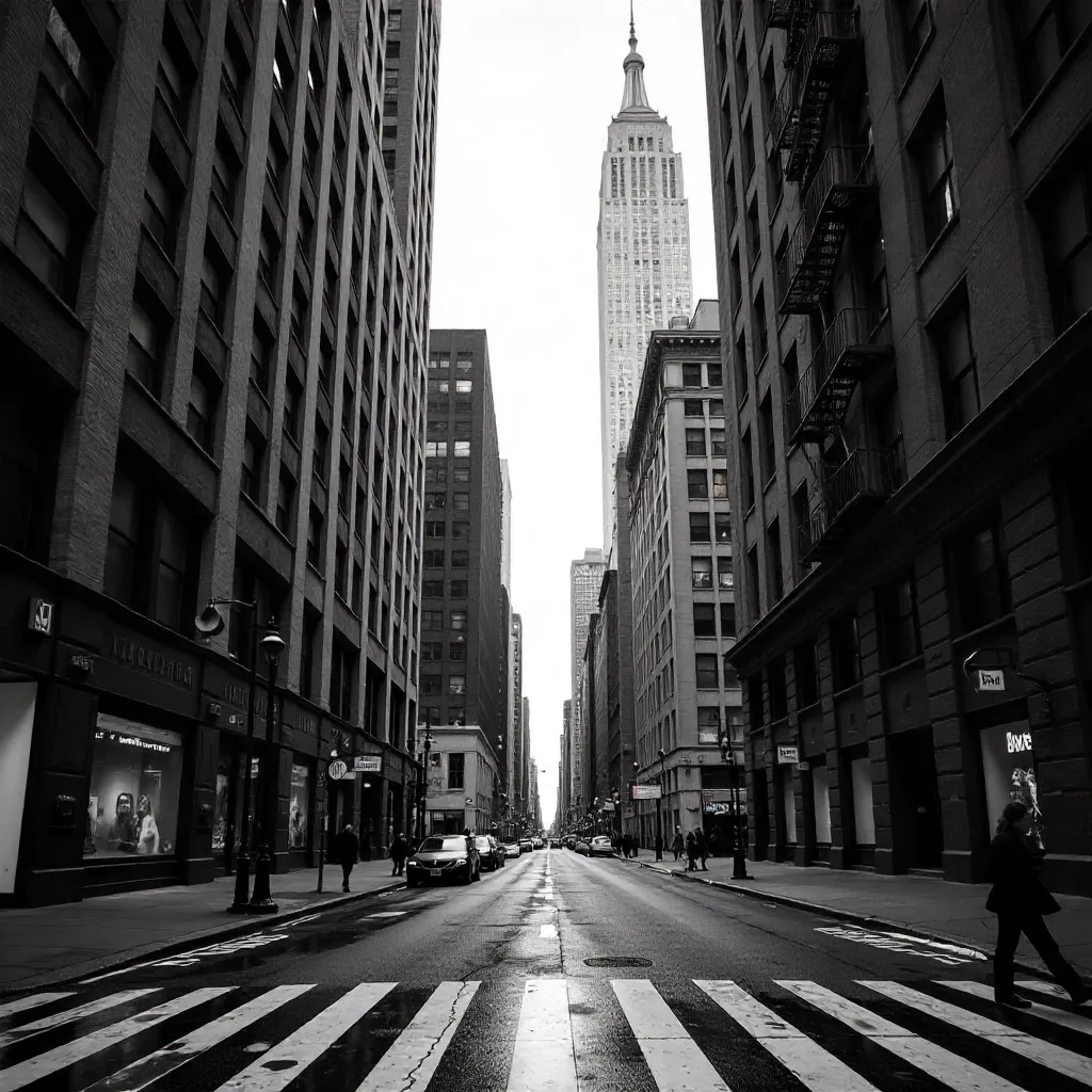 Street-Level Monochrome NYC Skyscrapers