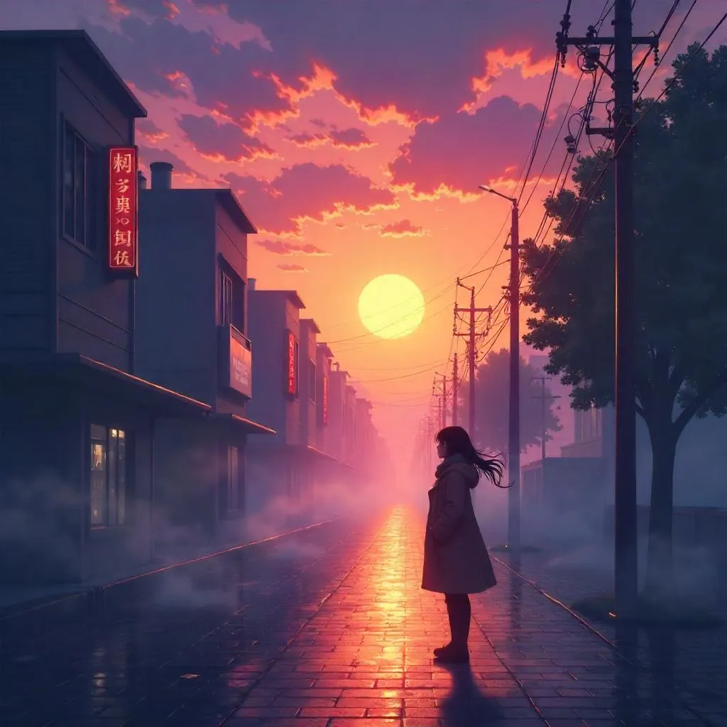 Sunset Fog on an Anime Street