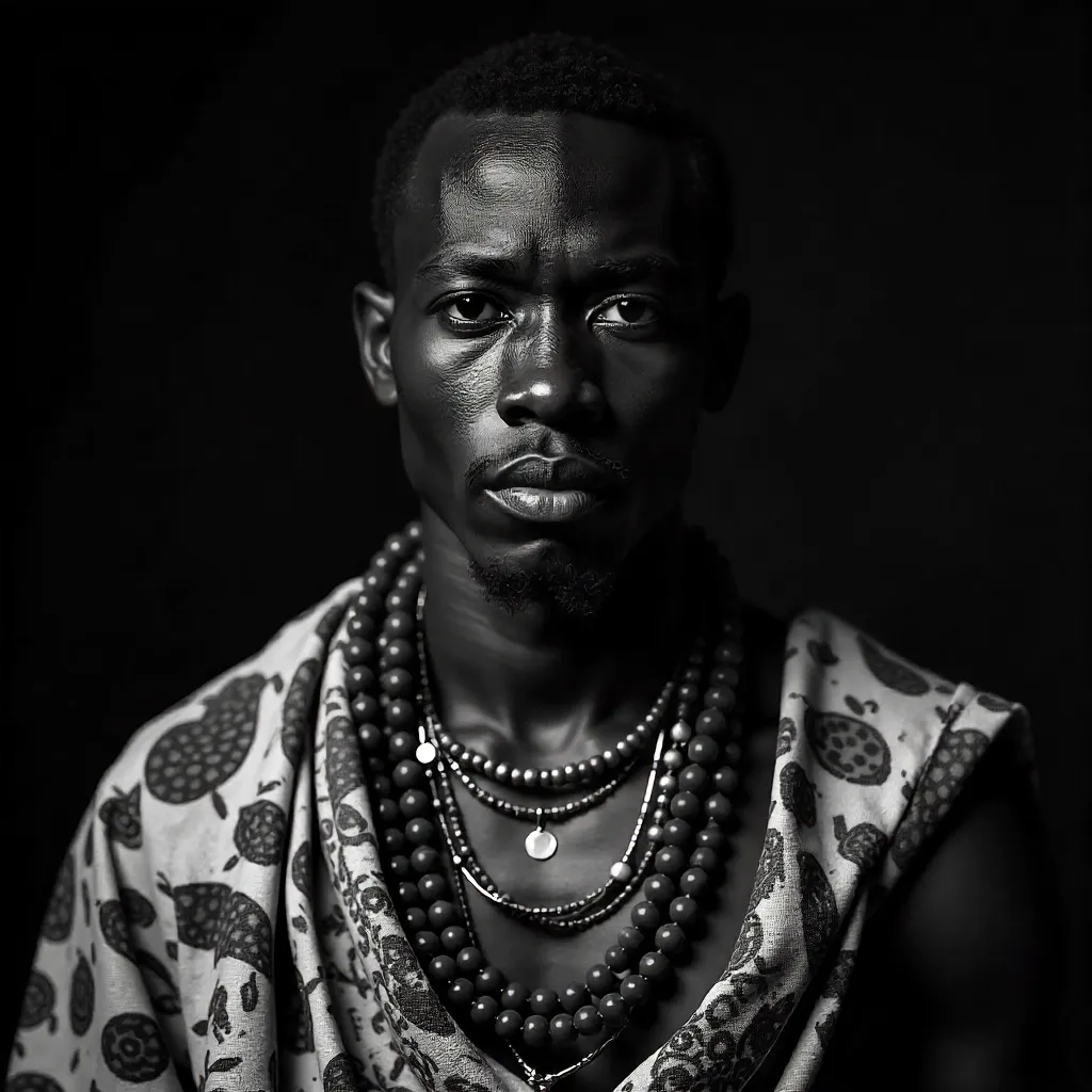 Monochrome Portrait in Traditional African Attire