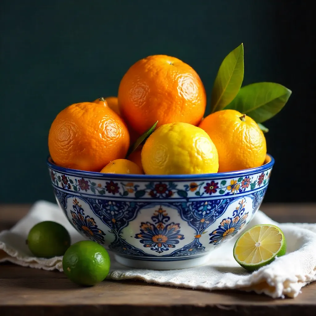 Vibrant Citrus Bowl on Textured Surface
