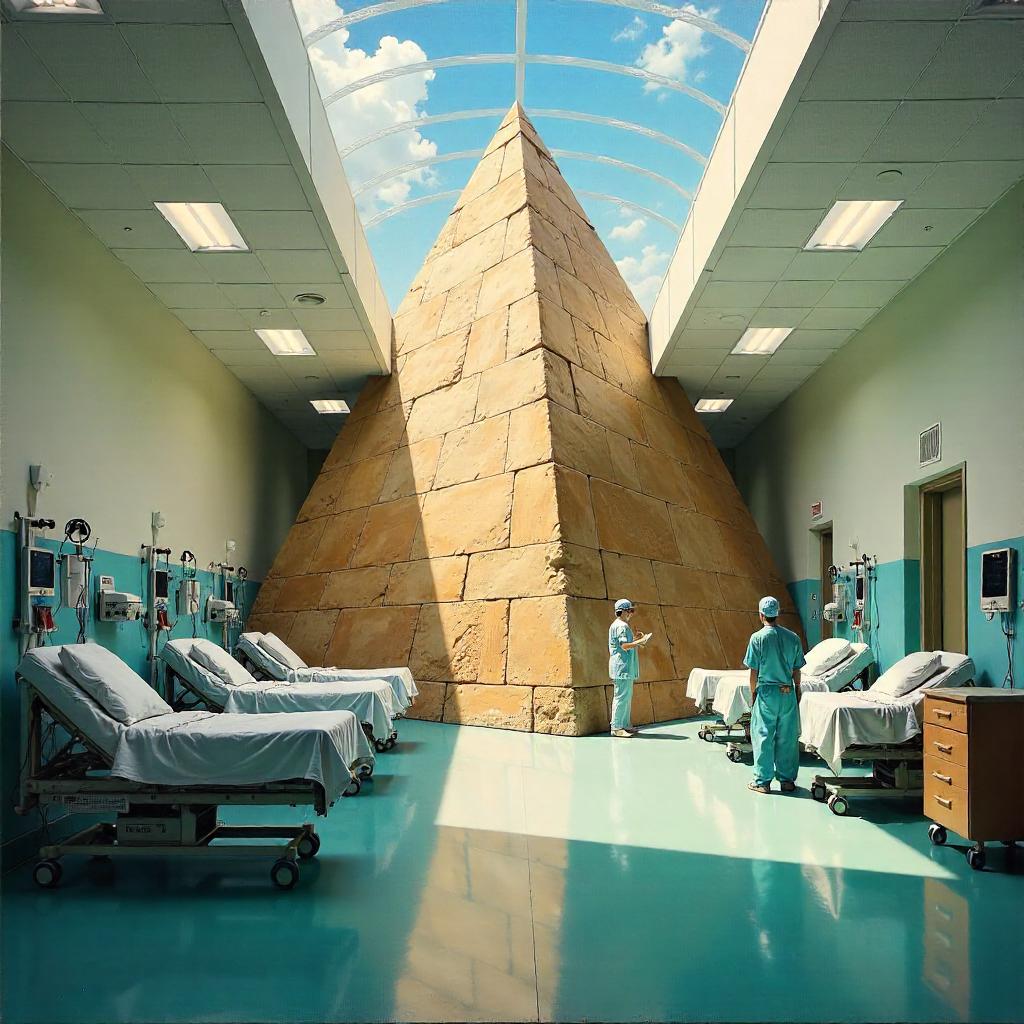Pyramid in a Hospital: An Oil Painting Vision