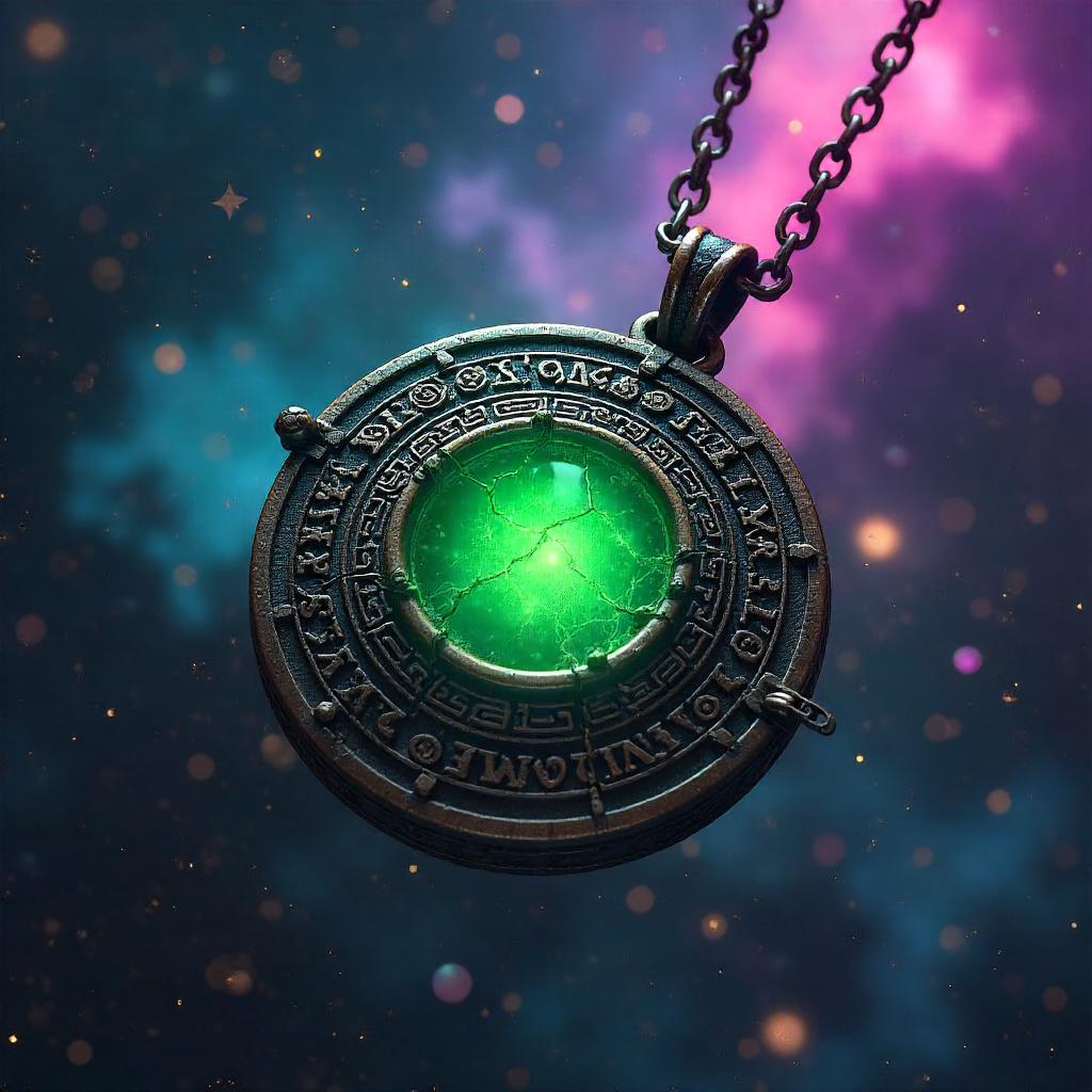 Cursed Amulet in a Nebula: A Digital Art Scene