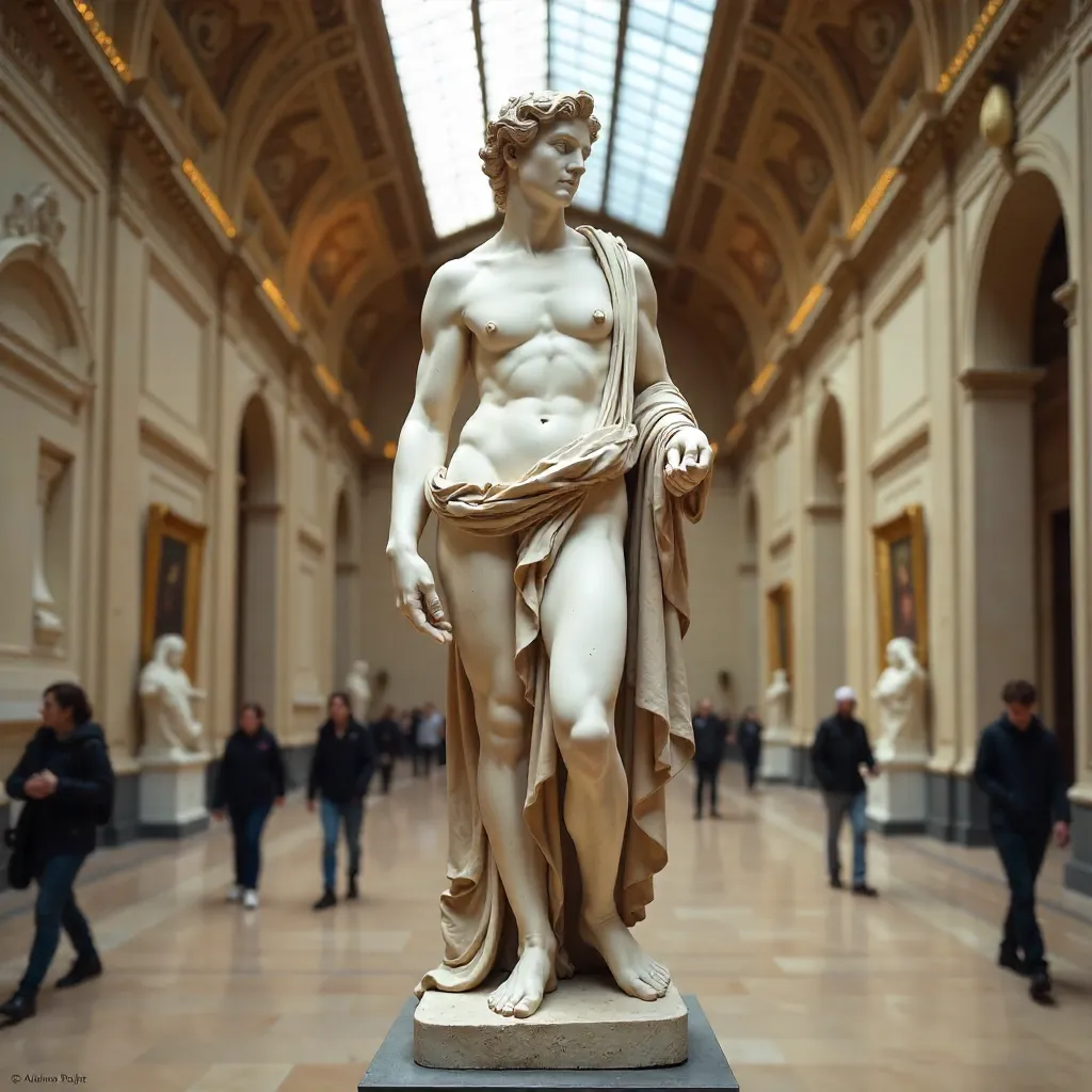 Elegant Marble Statue at the Louvre, Paris