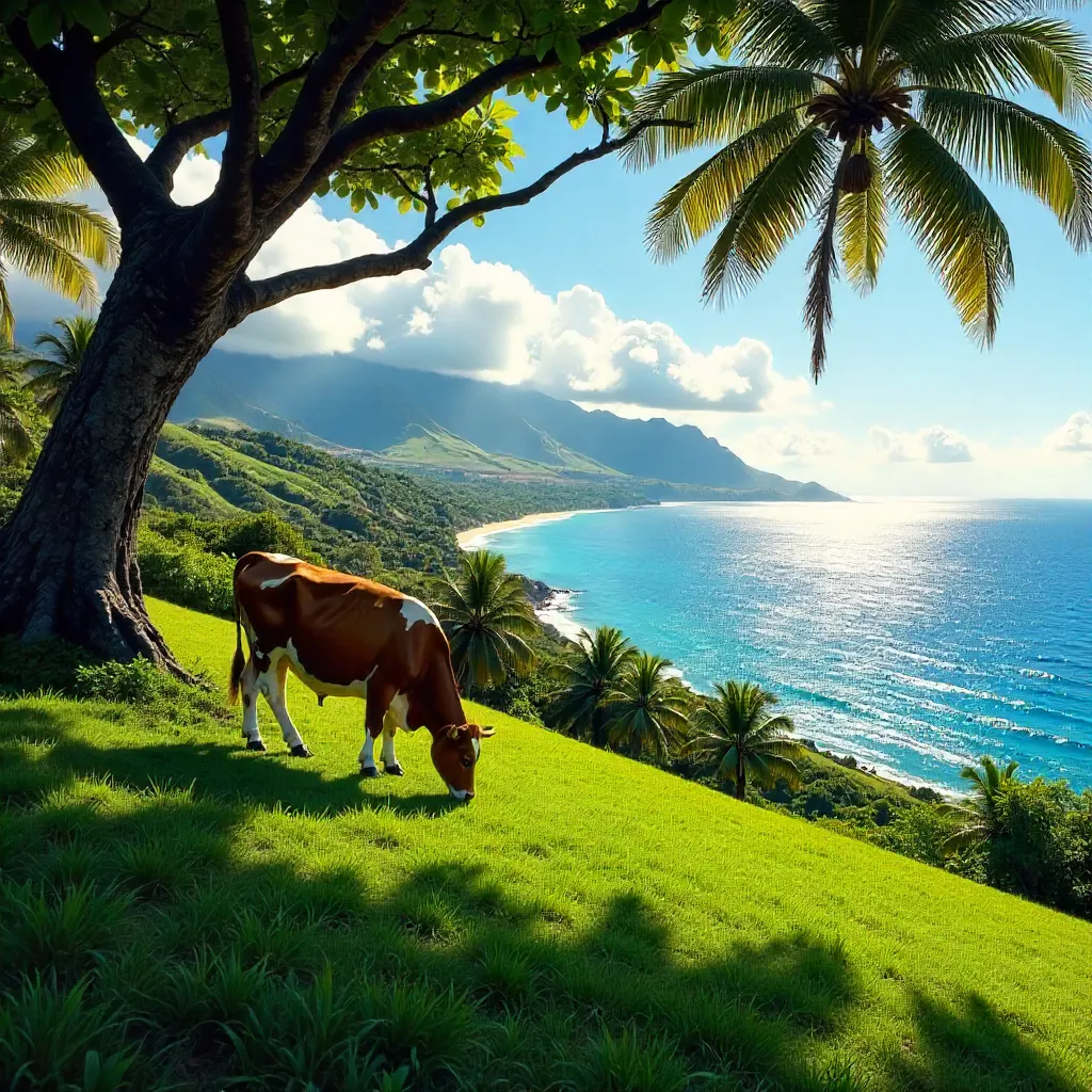 Lone Cow on a Tropical Haleiwa hillside