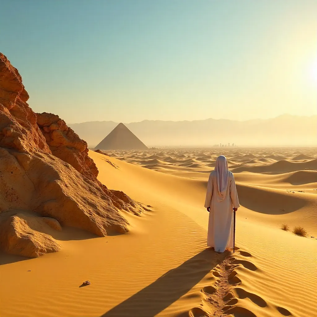Desolate Luxor Desert: Lone Figure in Sand
