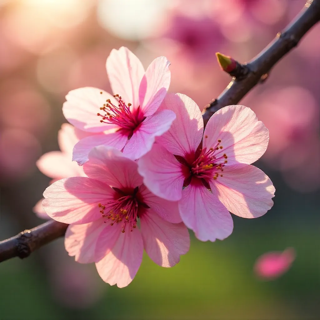 Stunning Close-Up of Pink Cherry Blossoms in Spring