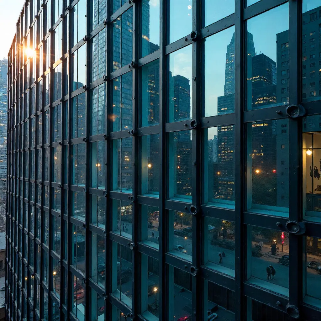 Close-Up Glass Facades: Urban Architectural Contrast