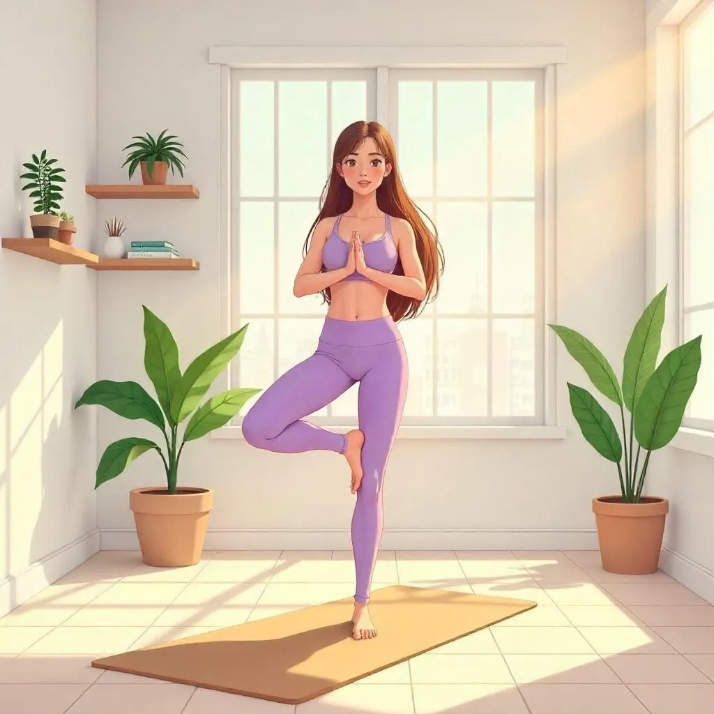Anime-Style Yoga Studio Portrait of a Fair-Skinned Woman