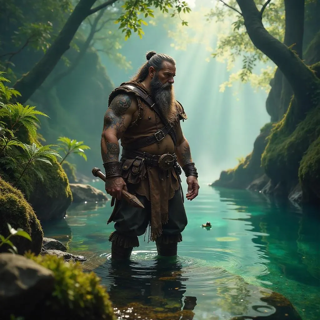 Photoreal Dwarf in a Hidden Lagoon