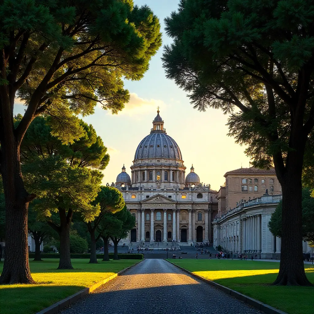 Verdant Frame: Dome of St. Peter's Basilica