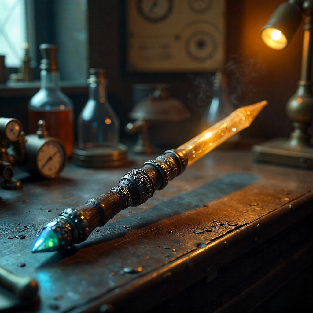 Brass Lab Wand: Photorealistic 3D Render