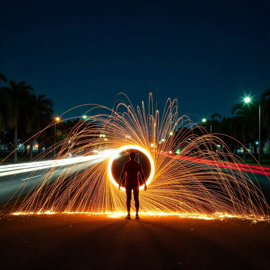 Lusaka Night Steel Wool Light Painting